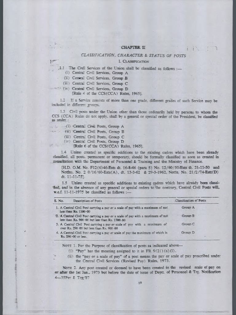 Classification of Civil Service Posts | PDF
