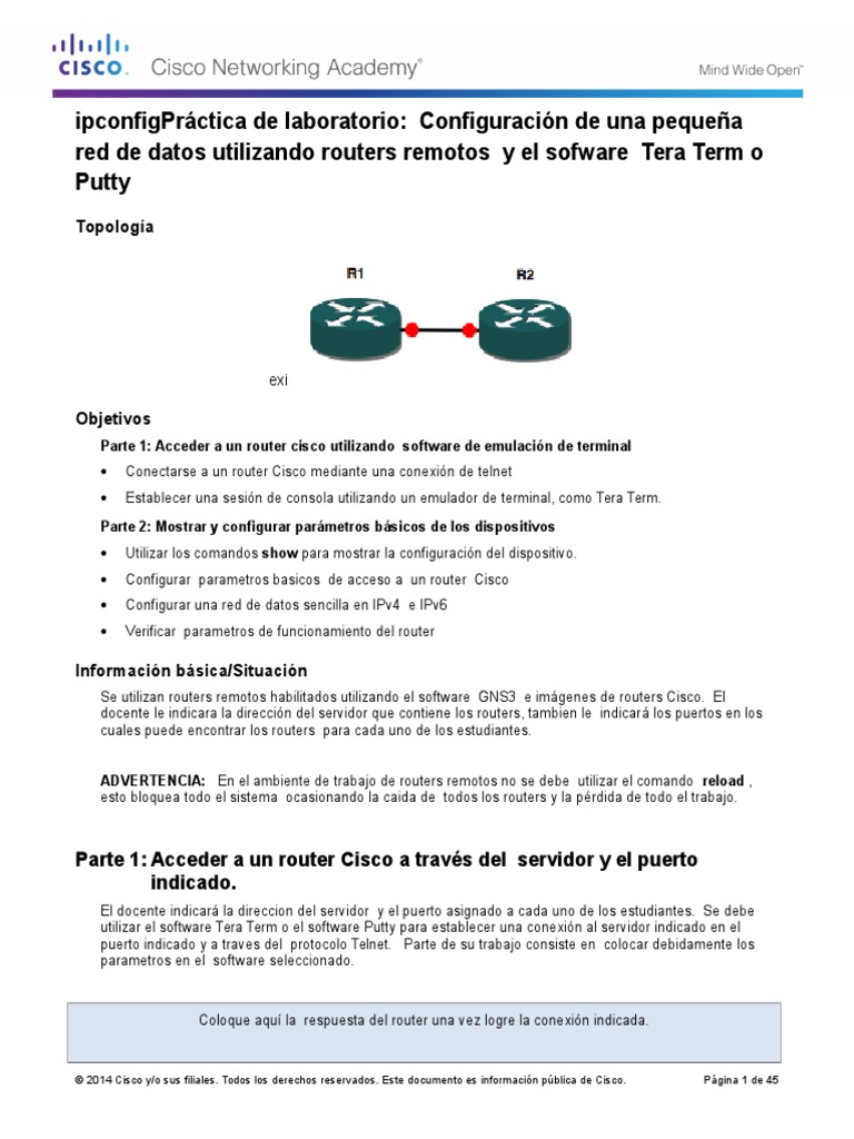 Ccna 1 | PDF | Enrutador (Computación) | Contraseña