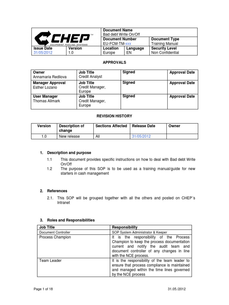 Bad Debt Write-Off Training Manual | PDF | Debits And Credits | Bad Debt