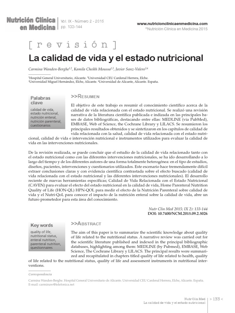 Calidad de Vida y Estado Nutricional | PDF | Medicina | Cuidado de la salud