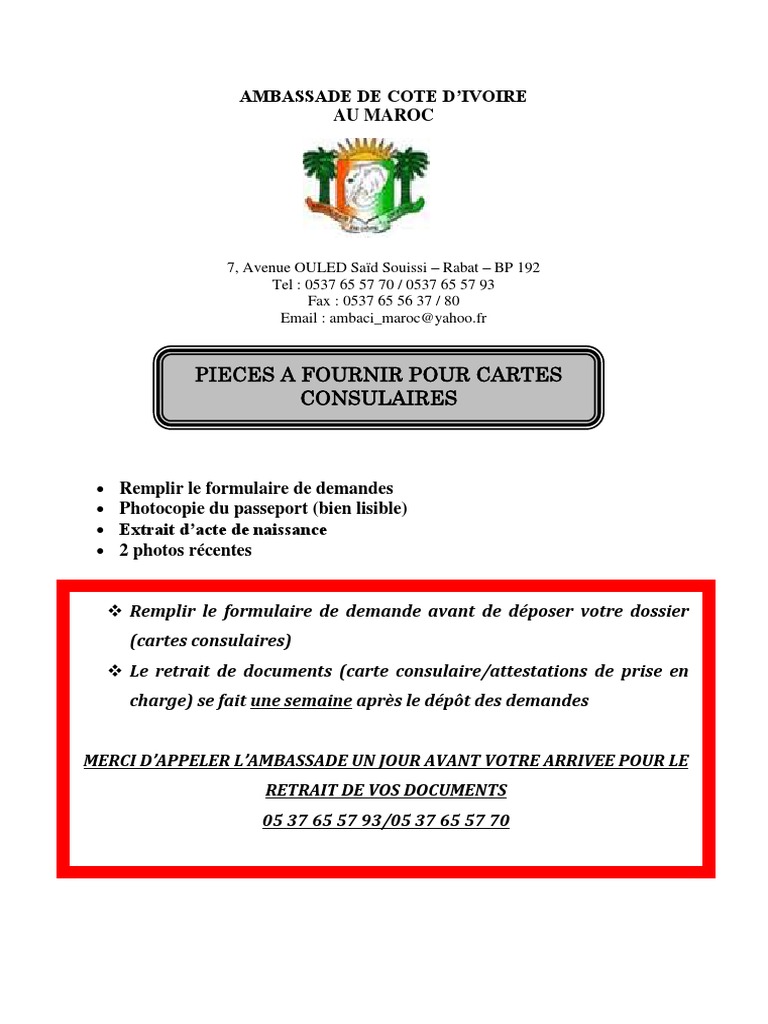 Demande de carte consulaire Côte d'Ivoire | PDF | Communication écrite ...