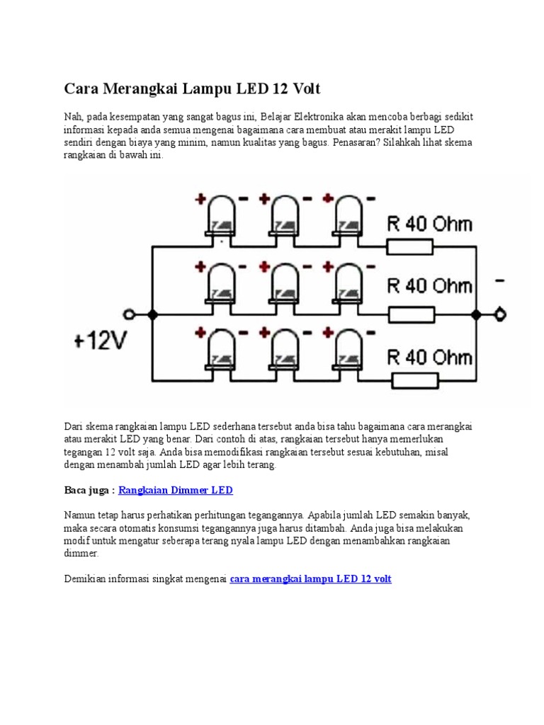 Cara Merangkai Lampu LED 12 Volt Cara Merangkai Lampu LED 12 Volt