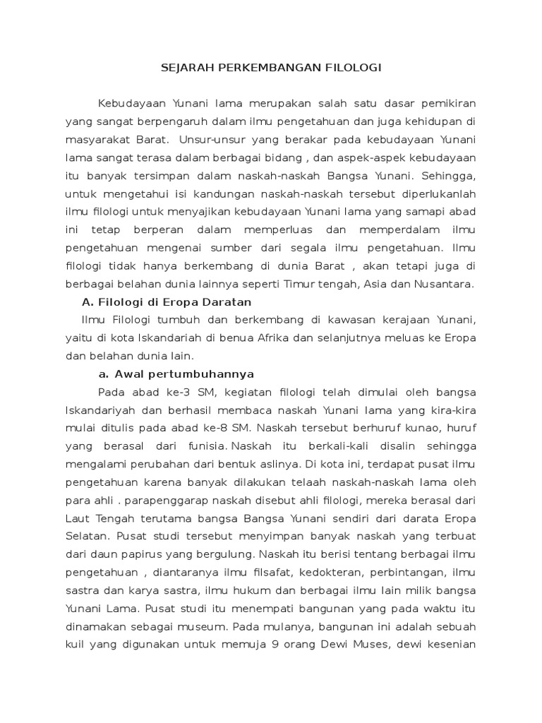Sejarah Perkembangan Filologi | PDF