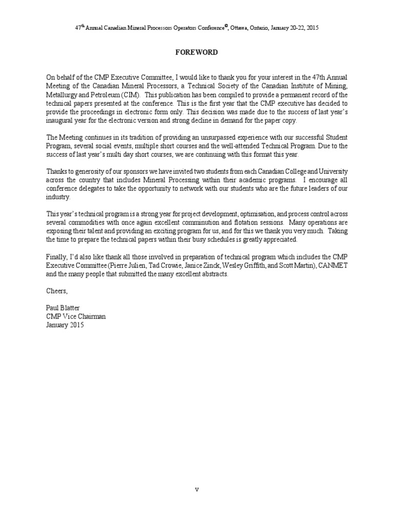 CMP2015 Foreword | PDF | Business | Finance & Money Management