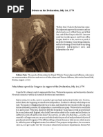 John Adams Speech in Support of the Declaration