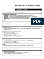 Instituto Justice & Leadership Academy: Lesson Plan Checklist