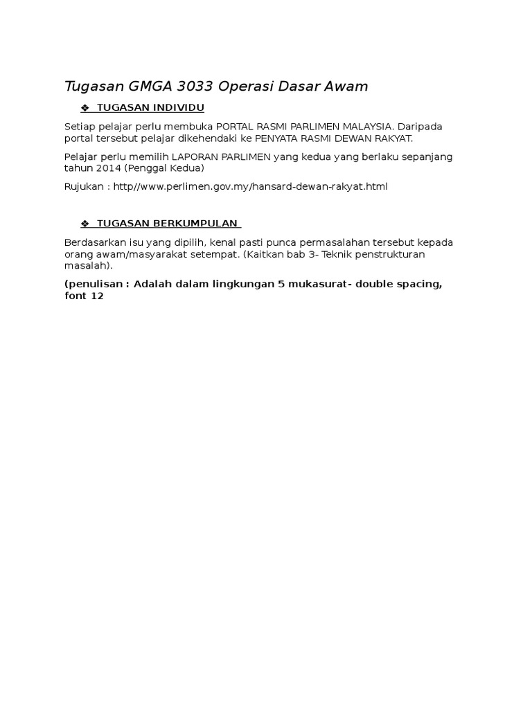 Tugasan Operasi Dasar Awam Pdf