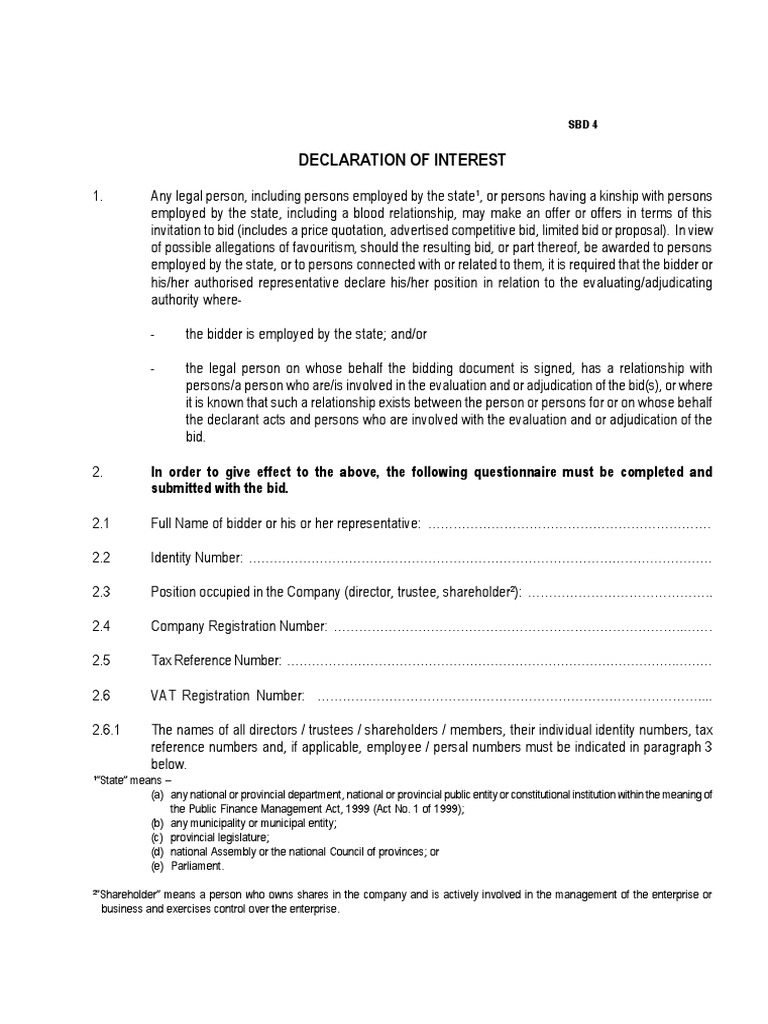 Declaration of Interest for Bidders | PDF | Justice | Crime & Violence