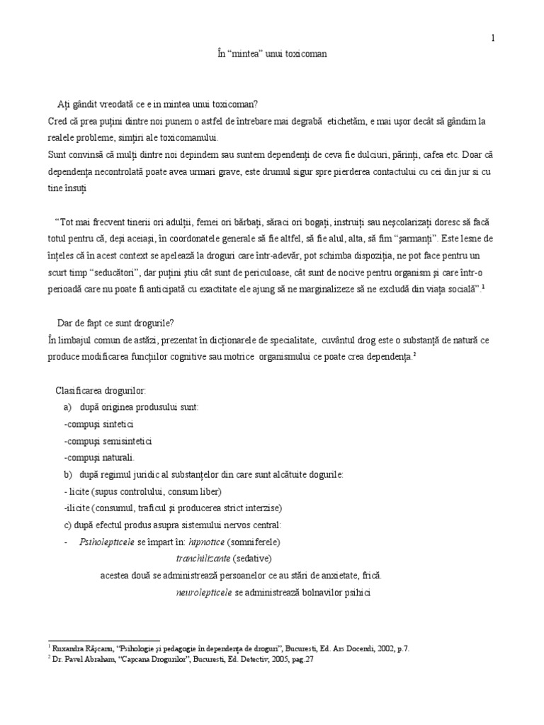 În Mintea Unui Toxicoman | PDF