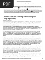 Communication Skill Importance English Language Essay