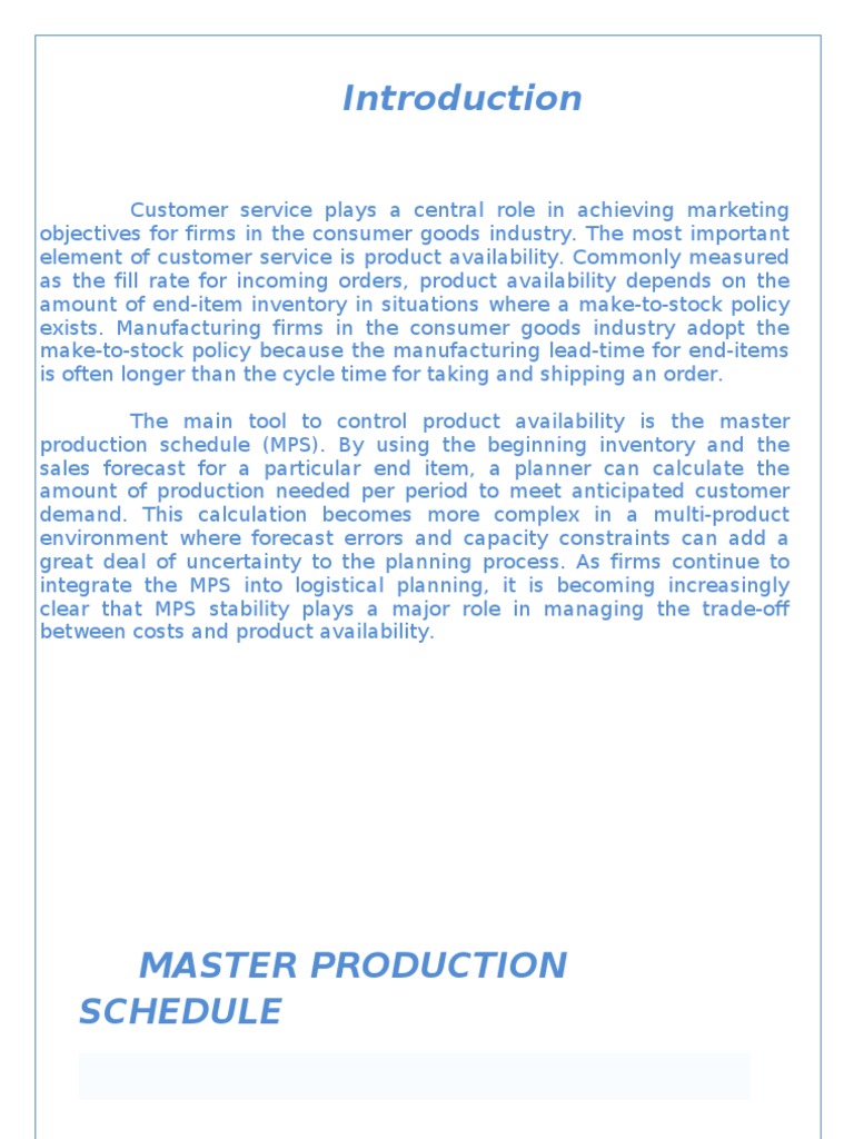 Master Production Schedule Overview | PDF | Inventory | Business Process