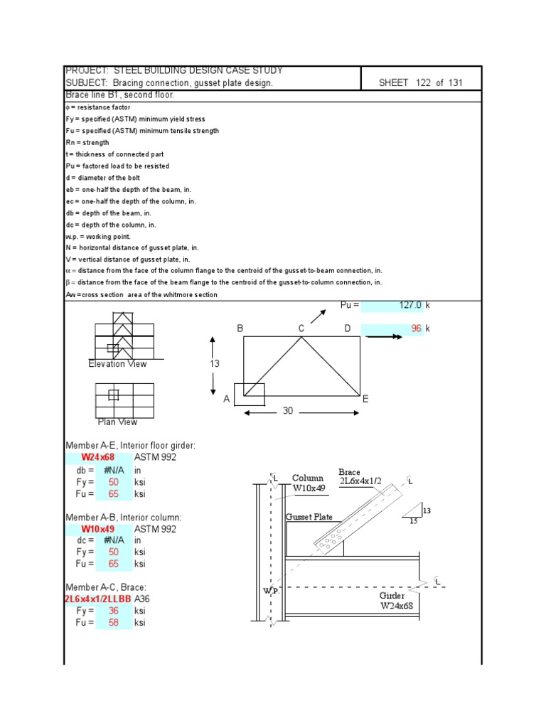 Gusset Plate Design for W10x49 Connection | PDF | Teaching Methods ...