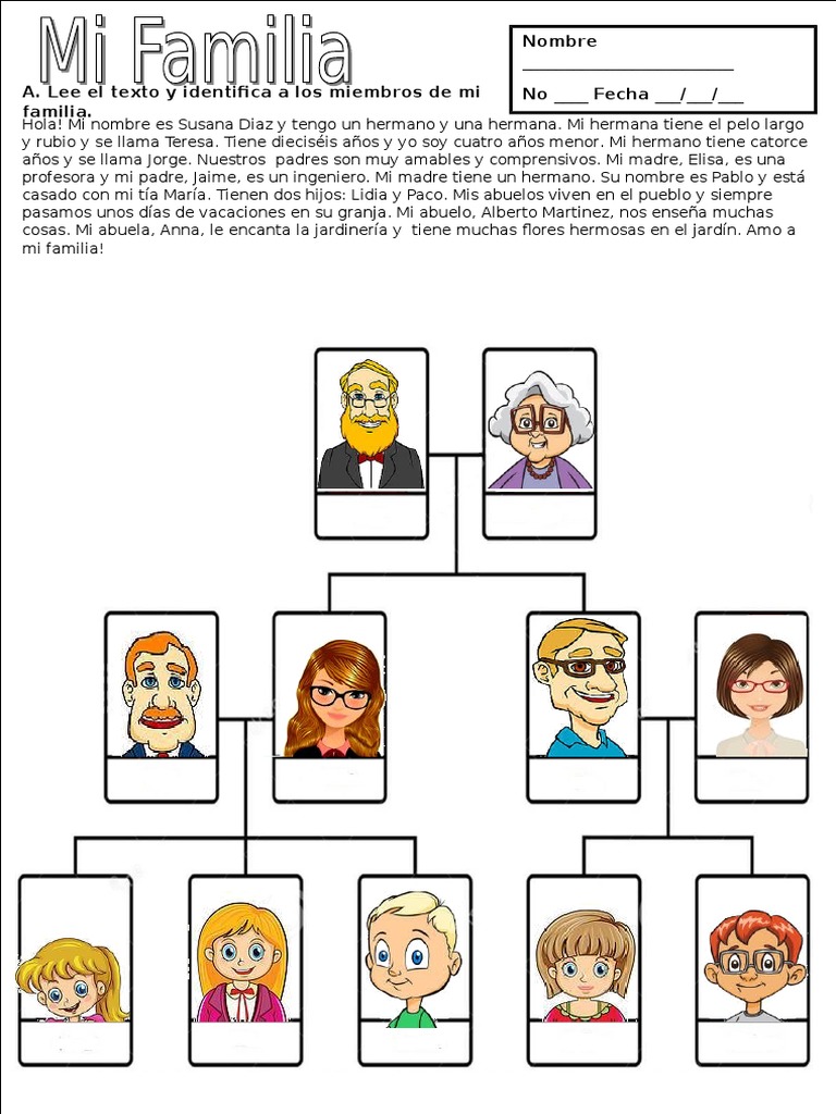 Actividades sobre la familia de Susana | PDF