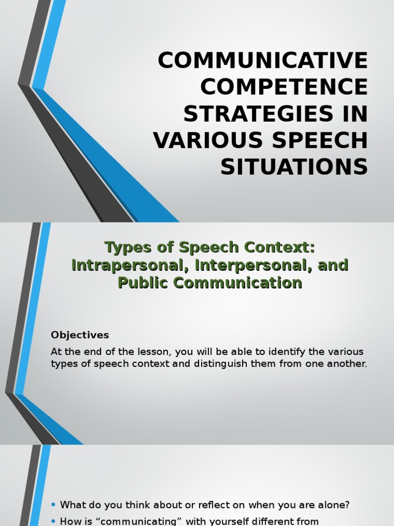 Communicative Competence Strategies in Various Speech Situations