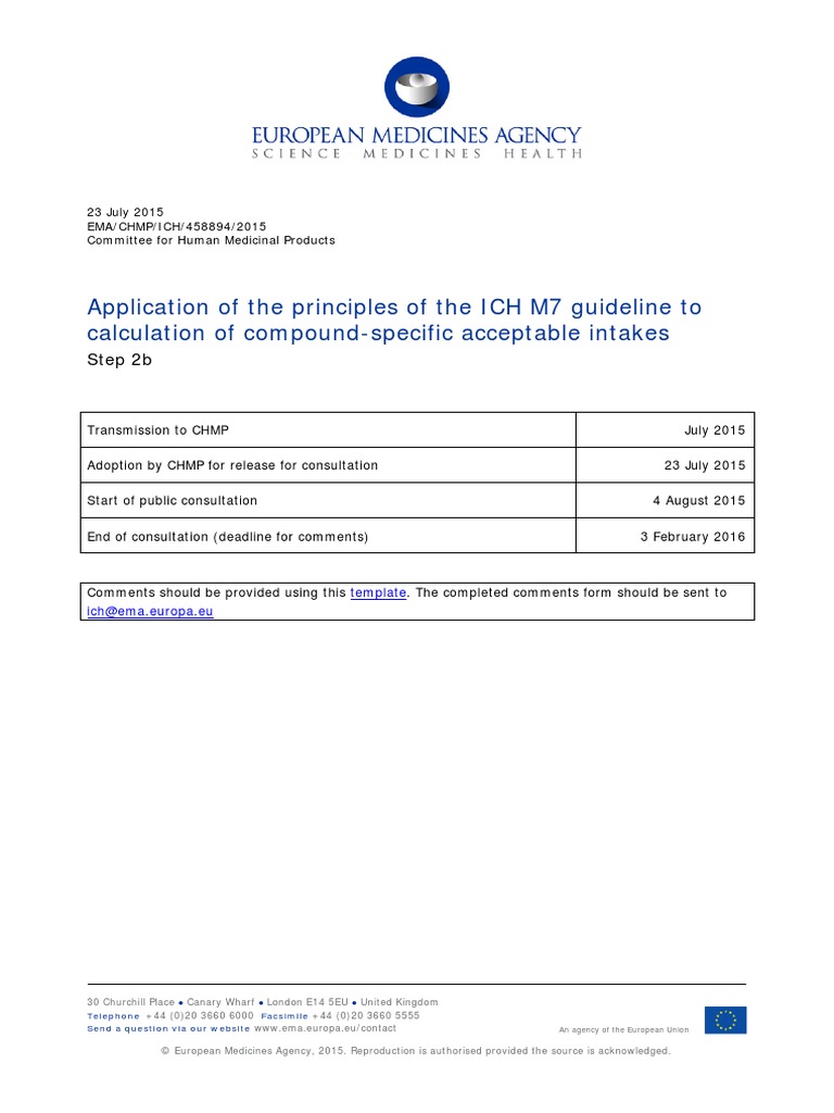 Application of The Principles of The ICH M7 Guideline To | PDF ...