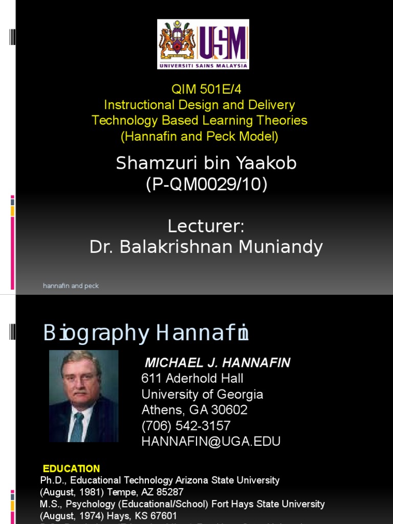 Hannafin and Peck Model for Instructional Design and Delivery | PDF