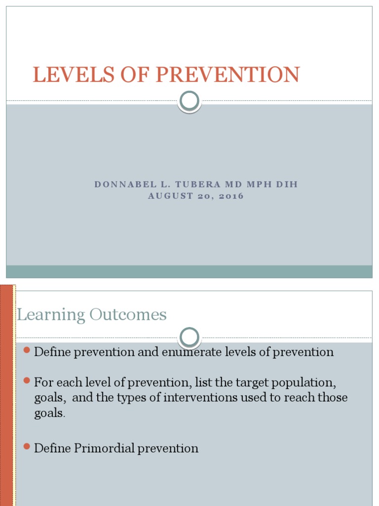 Levels of Prevention in Public Health | PDF | Health Care | Obesity