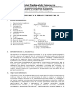 Silabo de Matematica para Economistas III