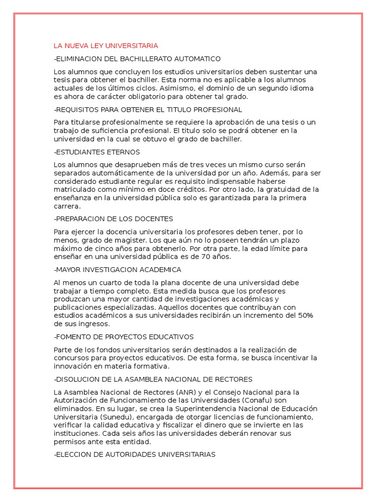 Cambios Clave en la Nueva Ley Universitaria | PDF | Universidad pública ...