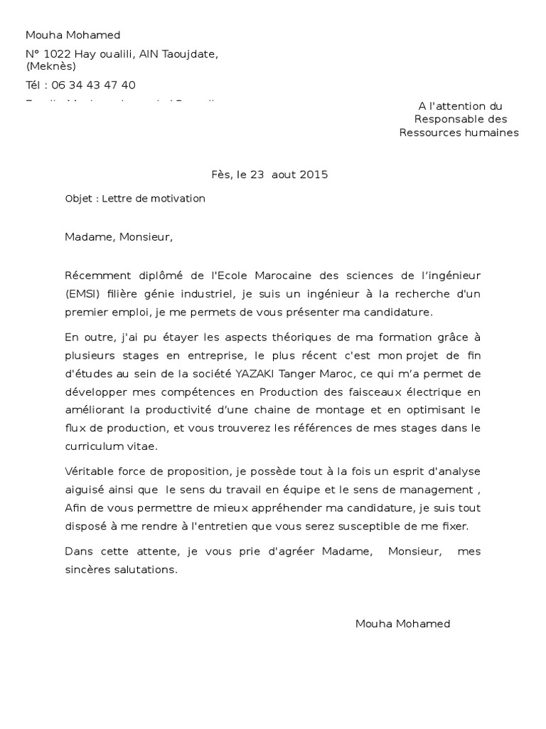 50+ Lettre De Motivation Polytech Pics - MOLET