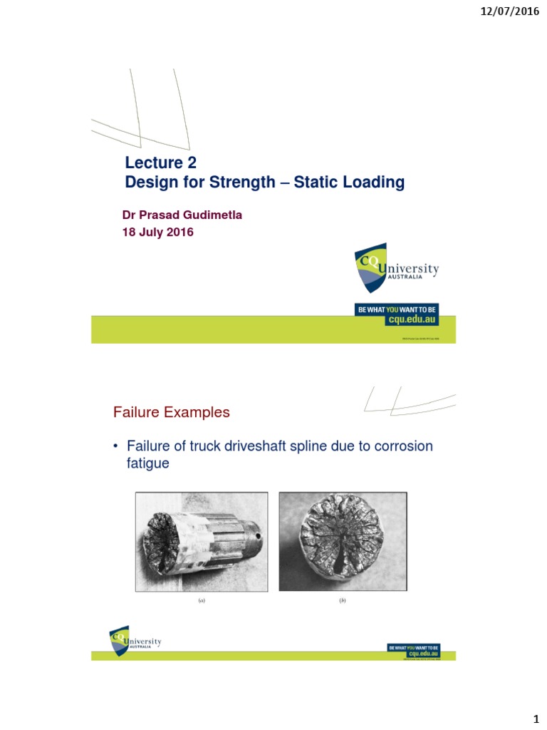 Static Loading Design Failures | PDF | Strength Of Materials | Yield ...