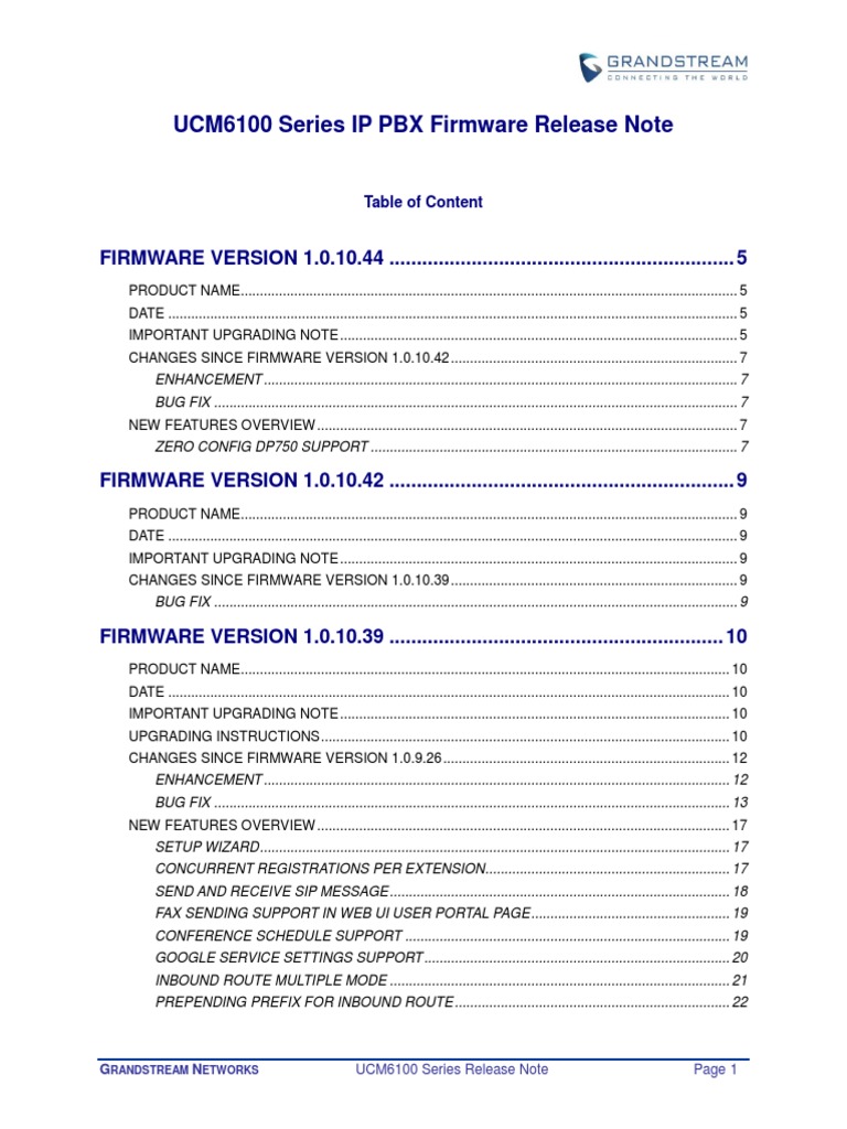 UCM6100 Series Firmware Release Notes | PDF | Session Initiation ...
