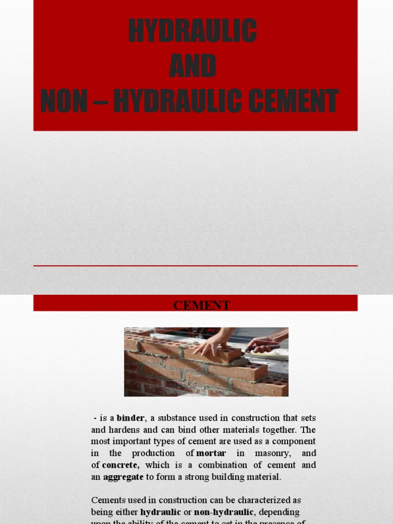 Hydraulic and Non Hydraulic Cement PDF Cement Plaster