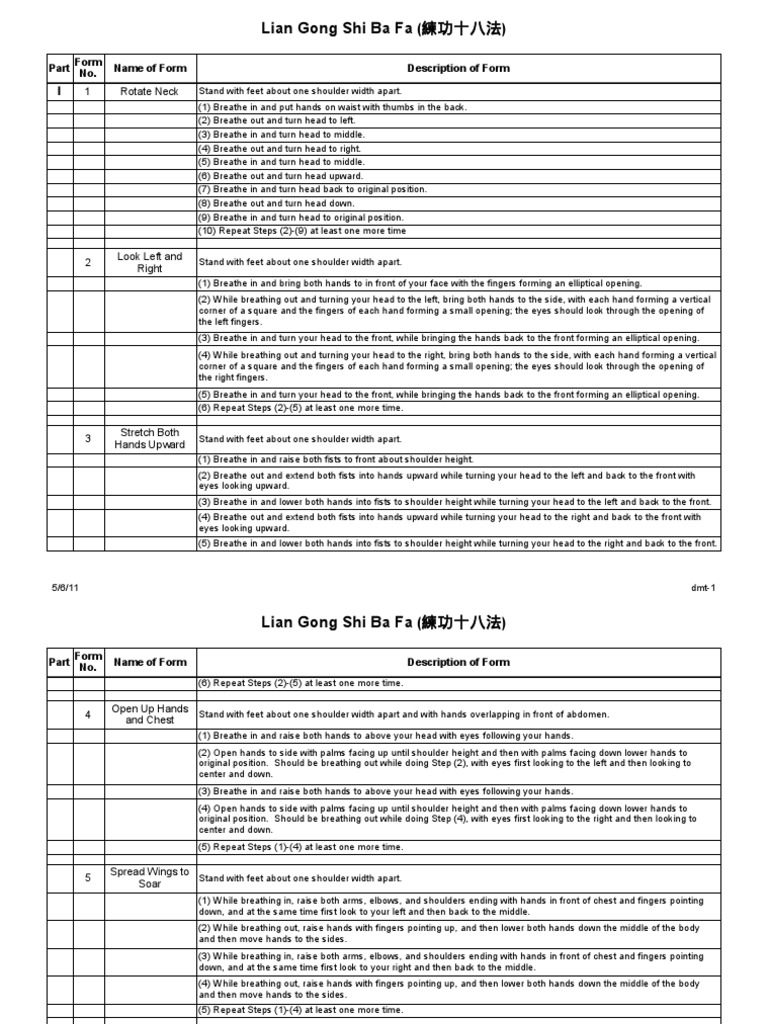 Lian Gong Shi Ba Fa PDF Hand Foot