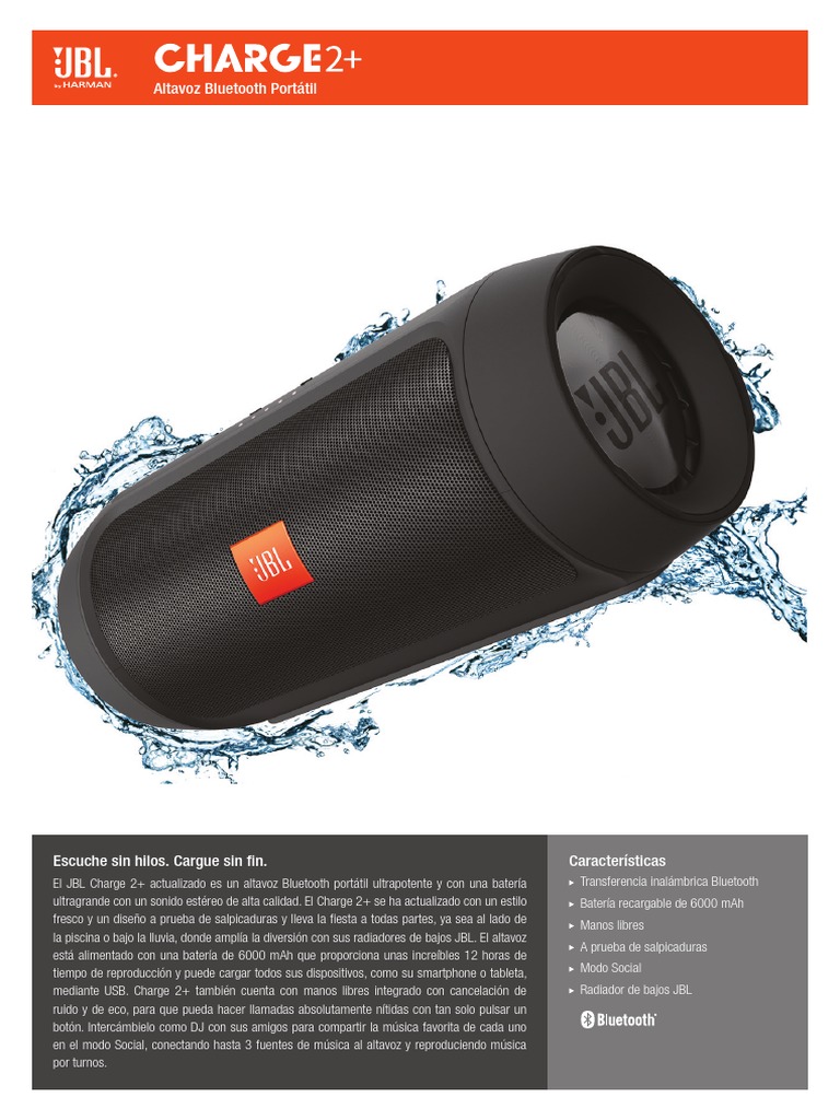 Specification sheet - JBL Charge 2+ (Spanish)