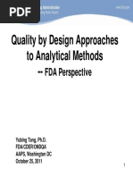 Quality by Design Approaches To Analytical Methods - : FDA Perspective