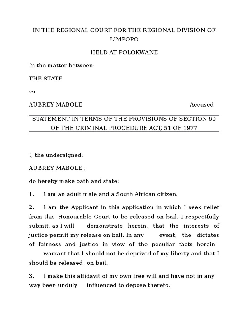 Bail Application Bail Criminal Procedure In South Africa