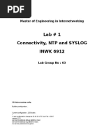 Lab # 1 Connectivity, NTP and SYSLOG INWK 6912: Master of Engineering in Internetworking