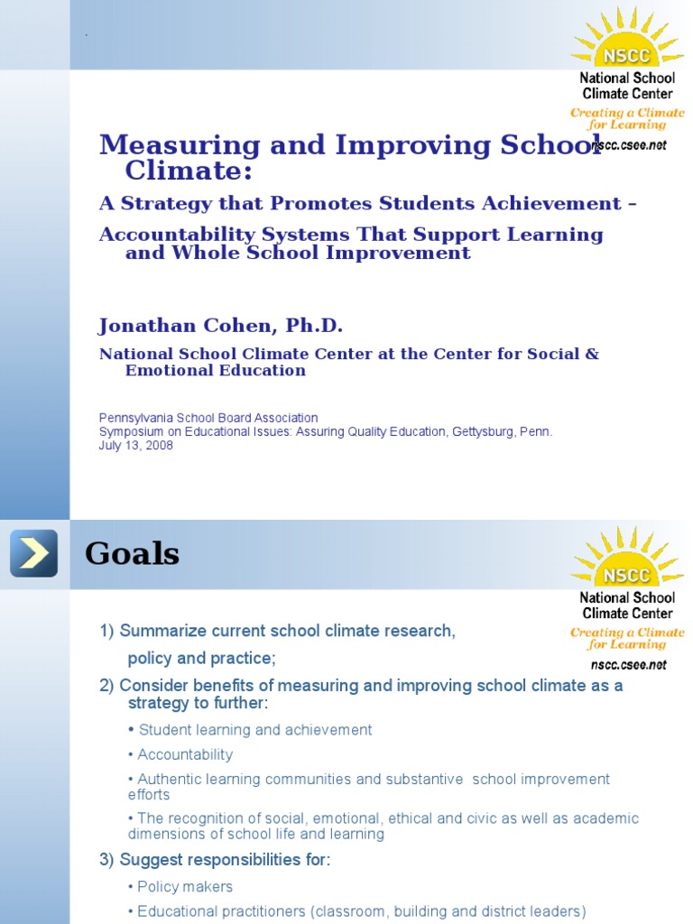 Improving School Climate for Student Achievement | PDF | Leadership ...
