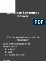 Complete Sentences Review
