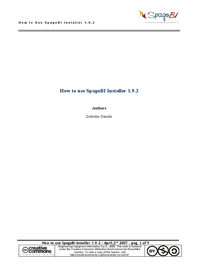 SpagoBI Installer 1.9.2 User Guide | PDF | Installation (Computer ...
