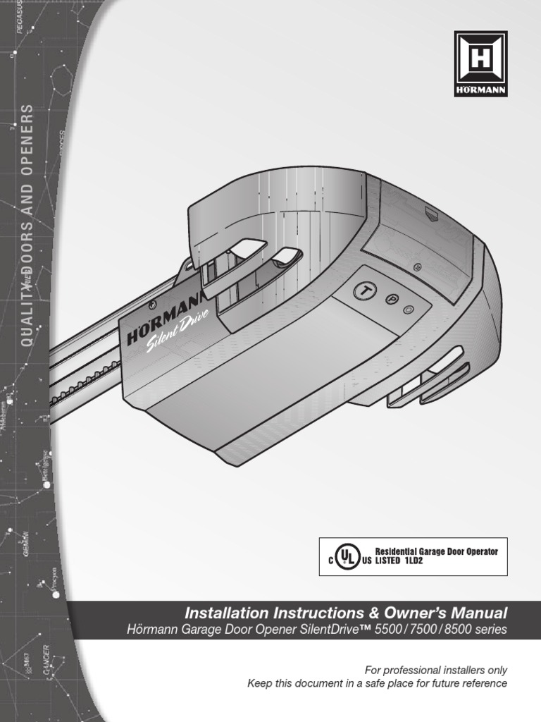 Hormann Residential Silent Drive Opener Download Installation