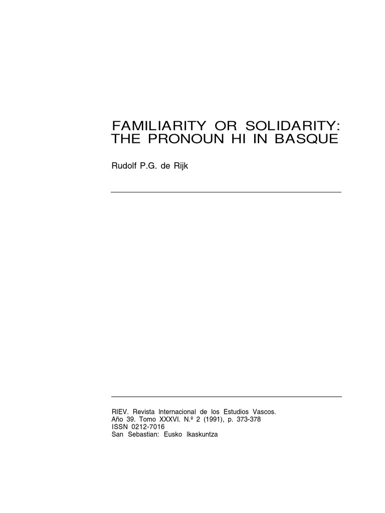 Understanding Basque Pronouns: Hi vs. Zu | PDF | Grammatical ...