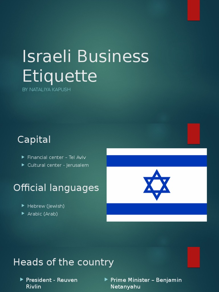 Israeli Business Etiquette Israel International Politics Free 30