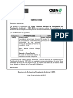 COMUNICADO Publicación de Los Resultados