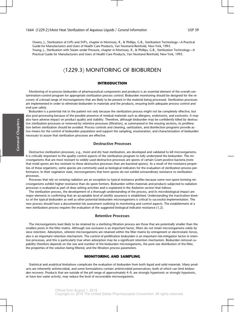 Bioburden USP | PDF