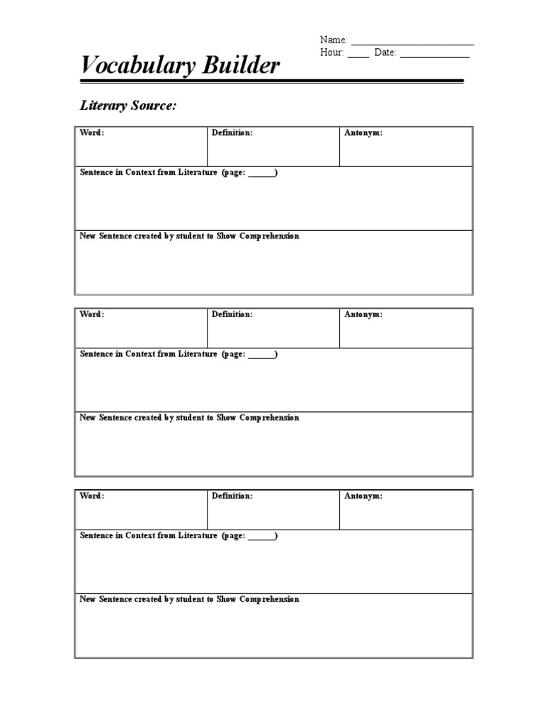 Vocabulary Builder PDF Symbols Languages