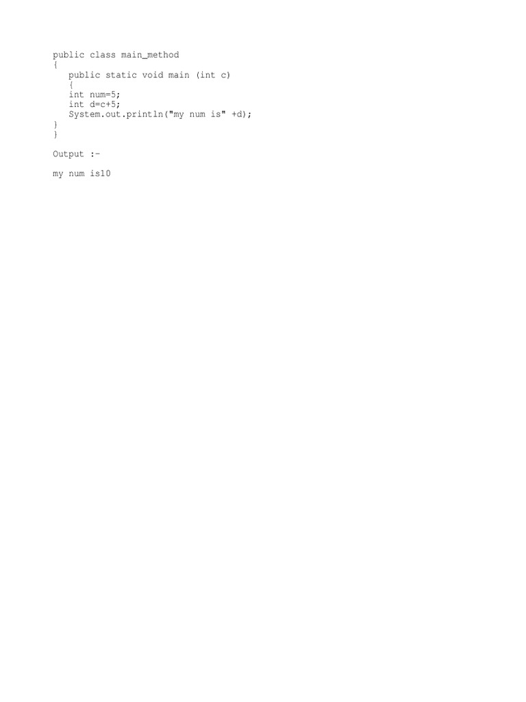 Public Class Main - Method (Public Static Void Main (Int C) (Int Num 5 ...