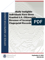 Potentially Ineligible Individuals Have Been Granted U.S. Citizenship Because of Incomplete Fingerprint Records - DHS