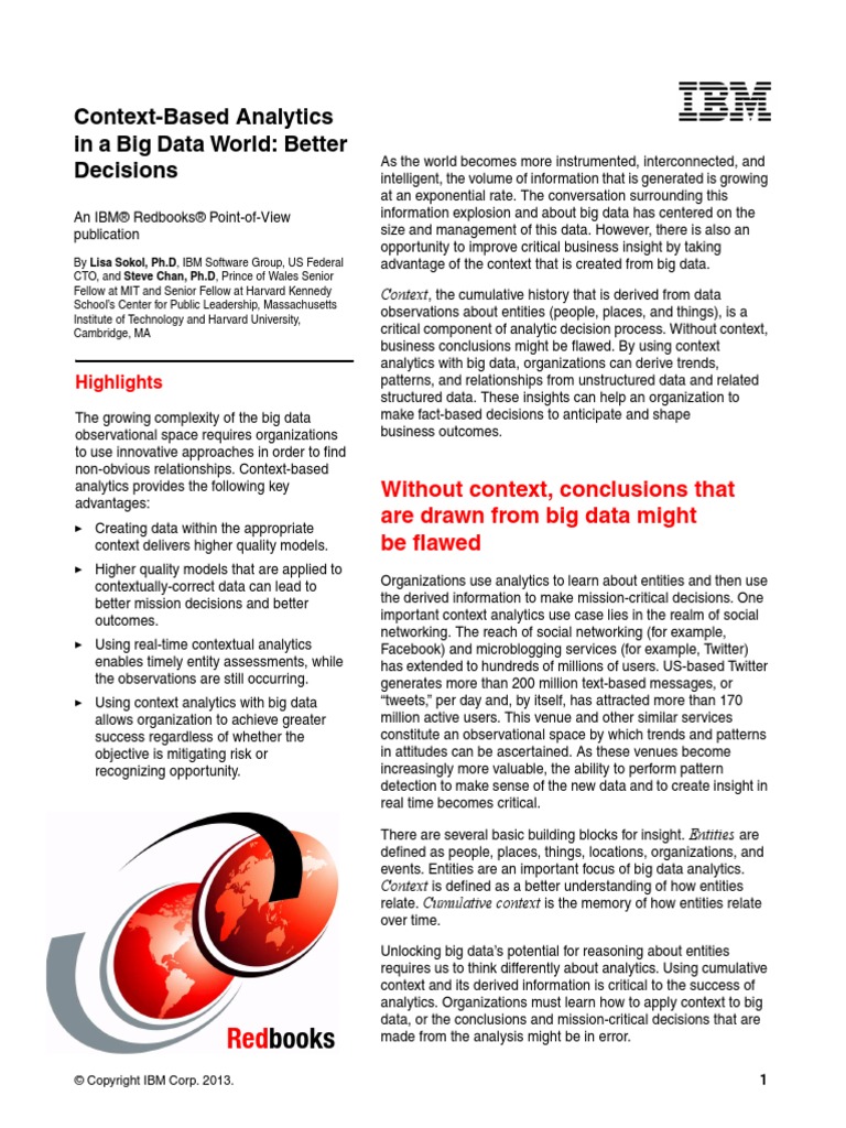 Context-Based Analytics in A Big Data World Better Decisions | PDF ...