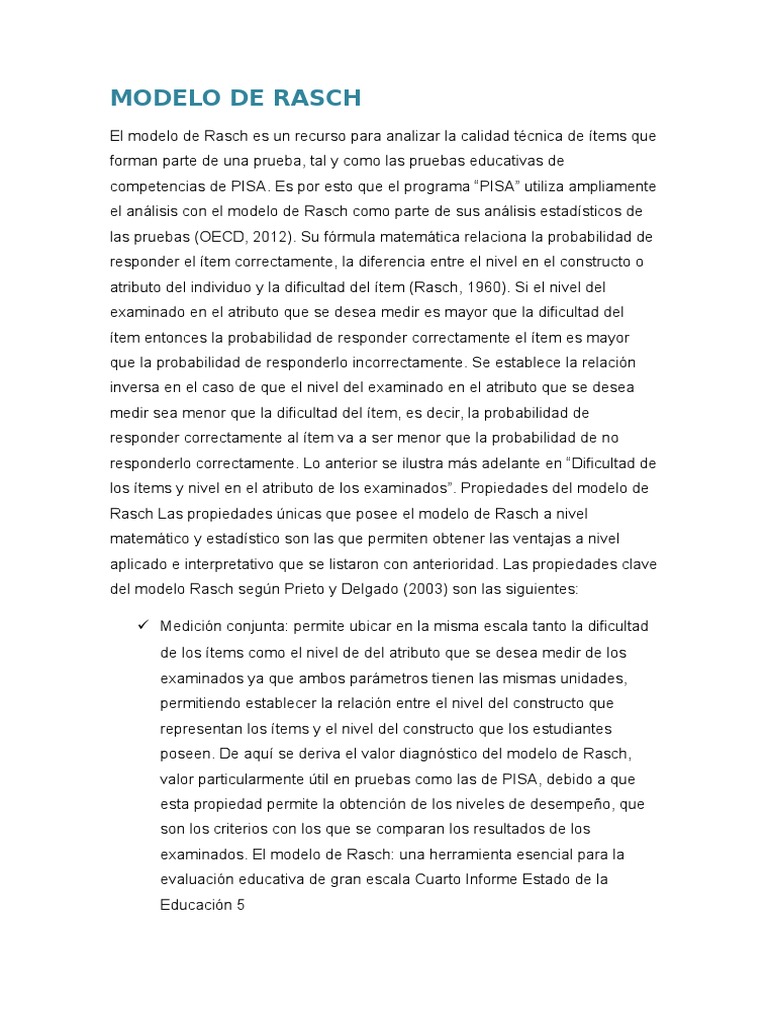 Modelo de Rasch | PDF | Medición | Prueba (evaluación)