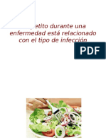 El apetito durante una enfermedad está relacionado con el tipo de infección