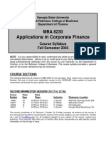 Applications in Corporate Finance: Course Syllabus Fall Semester 2005