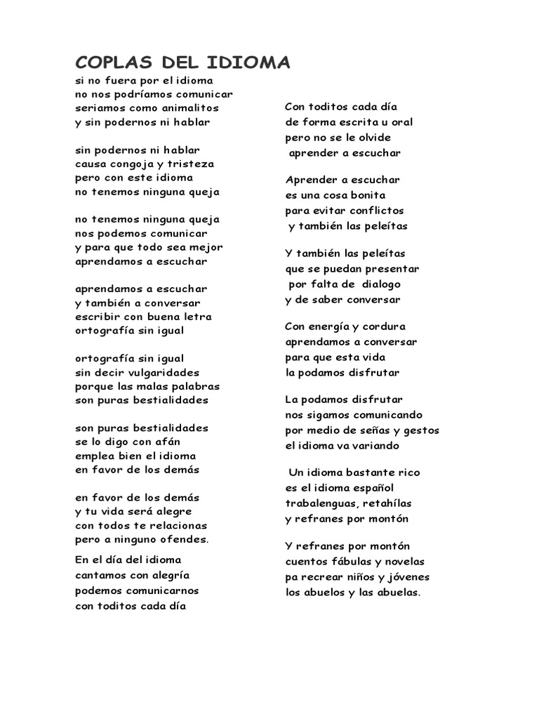 Coplas Del Idioma | PDF