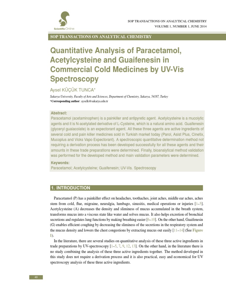 UVVS Method For Analysis of Paracetamol PDF PDF Ultraviolet