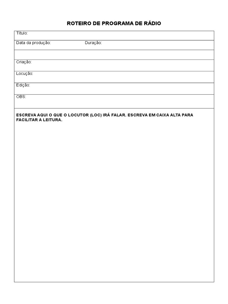 Roteiro de Programa de Rádio | PDF